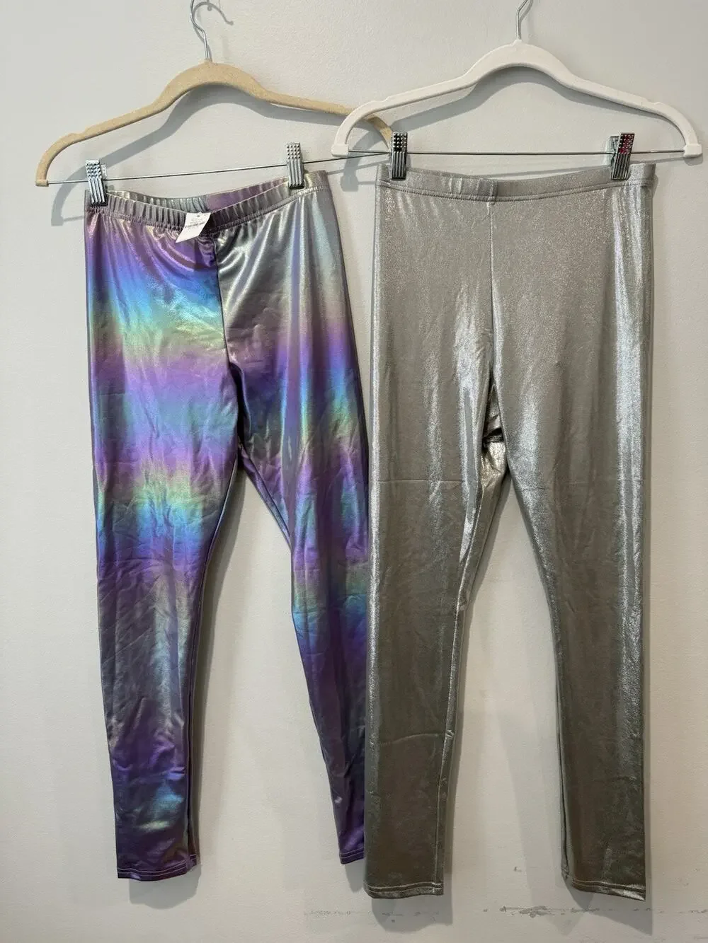 NWT Two Girls Old Navy Metallic Leggings Purple Rainbow 14/16 Silver 14/16 Plus